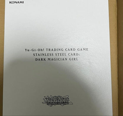 Black Magician Girl stainless steel trading card from Yu-Gi-Oh! in unused condition with Japanese text