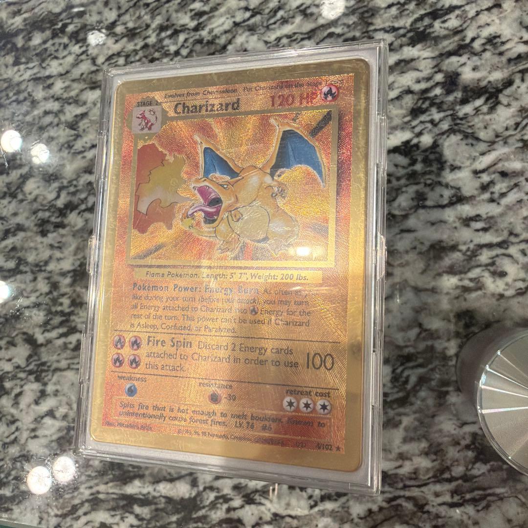 Pokemon Charizard trading card with 120 HP and Fire Spin attack, Japan import