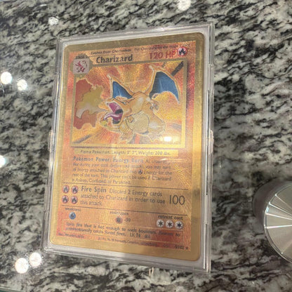 Pokemon Charizard trading card with 120 HP and Fire Spin attack, Japan import