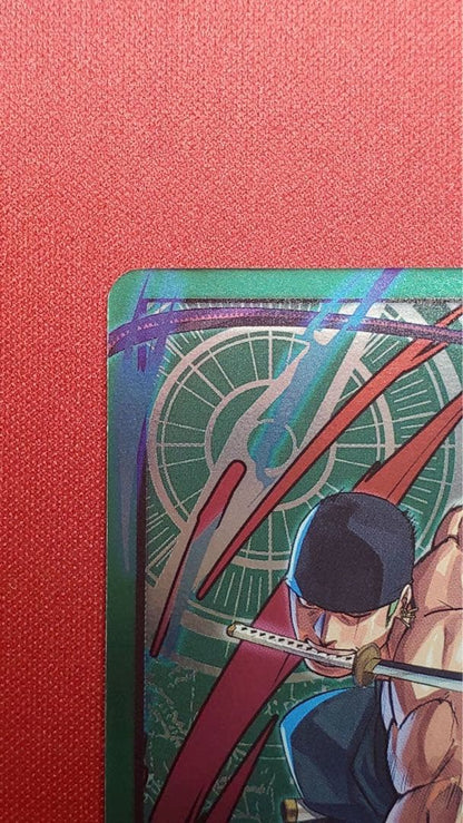 One Piece Card Game Roronoa Zoro Leader Card OP12-020 showing front design, Japan import, stored in sleeve