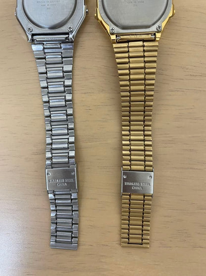 Casio Digital Wristwatch Set Two Silver and Gold Digital Watches Japan Import