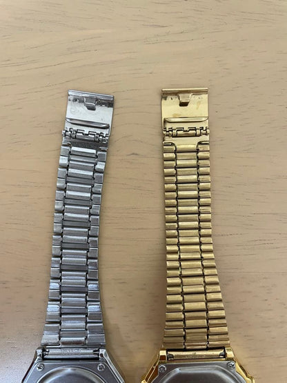 Casio Digital Wristwatch Set Two Silver and Gold Digital Watches Japan Import