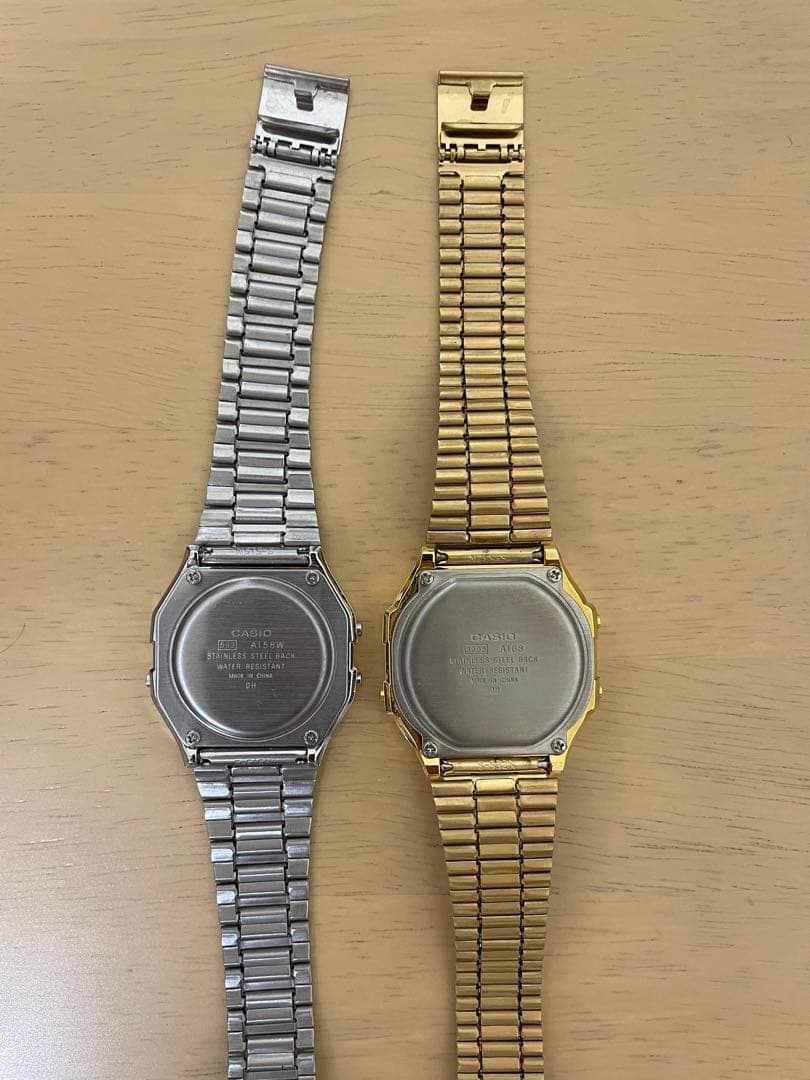 Casio Digital Wristwatch Set Two Silver and Gold Digital Watches Japan Import