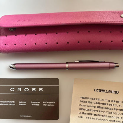 Cross Pen and Mechanical Pencil Set with Pink Leather Case and Box
