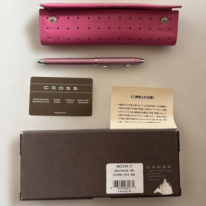Cross Pen and Mechanical Pencil Set with Pink Leather Case and Box