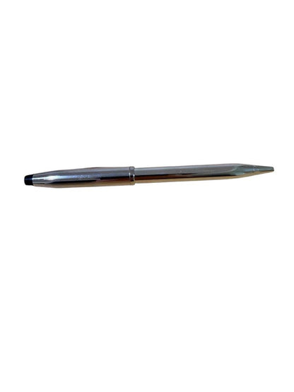 Silver Cross ballpoint pen with clip and red ink refill in a sleek portable design