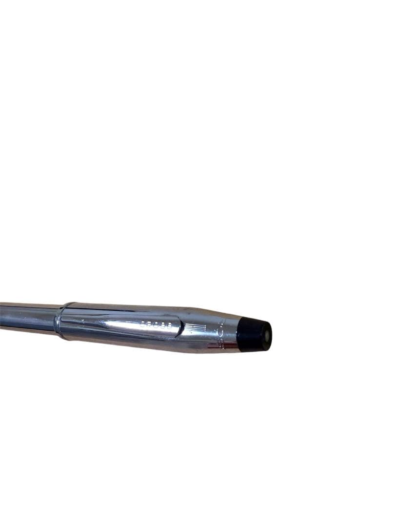 Silver Cross ballpoint pen with clip and red ink refill in a sleek portable design