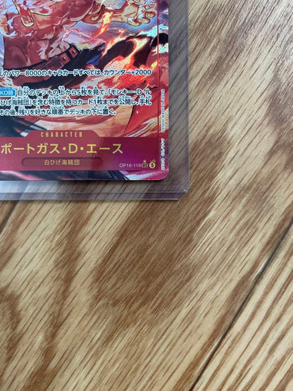 One Piece Whitebeard Pirates Portgas D. Ace Support Card OP06-118 SEC Japan Import