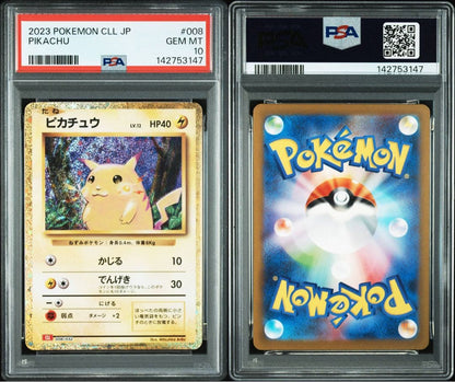 Classic Pikachu Pokemon card graded PSA 10 with certification and protective case