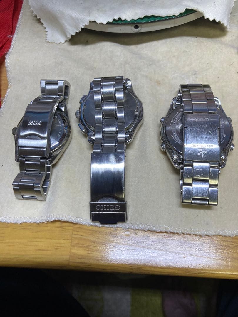 Kentex, Seiko, Casio Stainless Steel Quartz Watches Set of Three