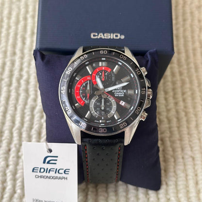 Casio Edifice Men's Watch with Black and Red Design, 100M Water Resistance, Chronograph — Japan Import
