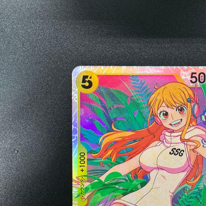 One Piece Card Game OP08-106 Nami Super Rare card in excellent condition, Japan import