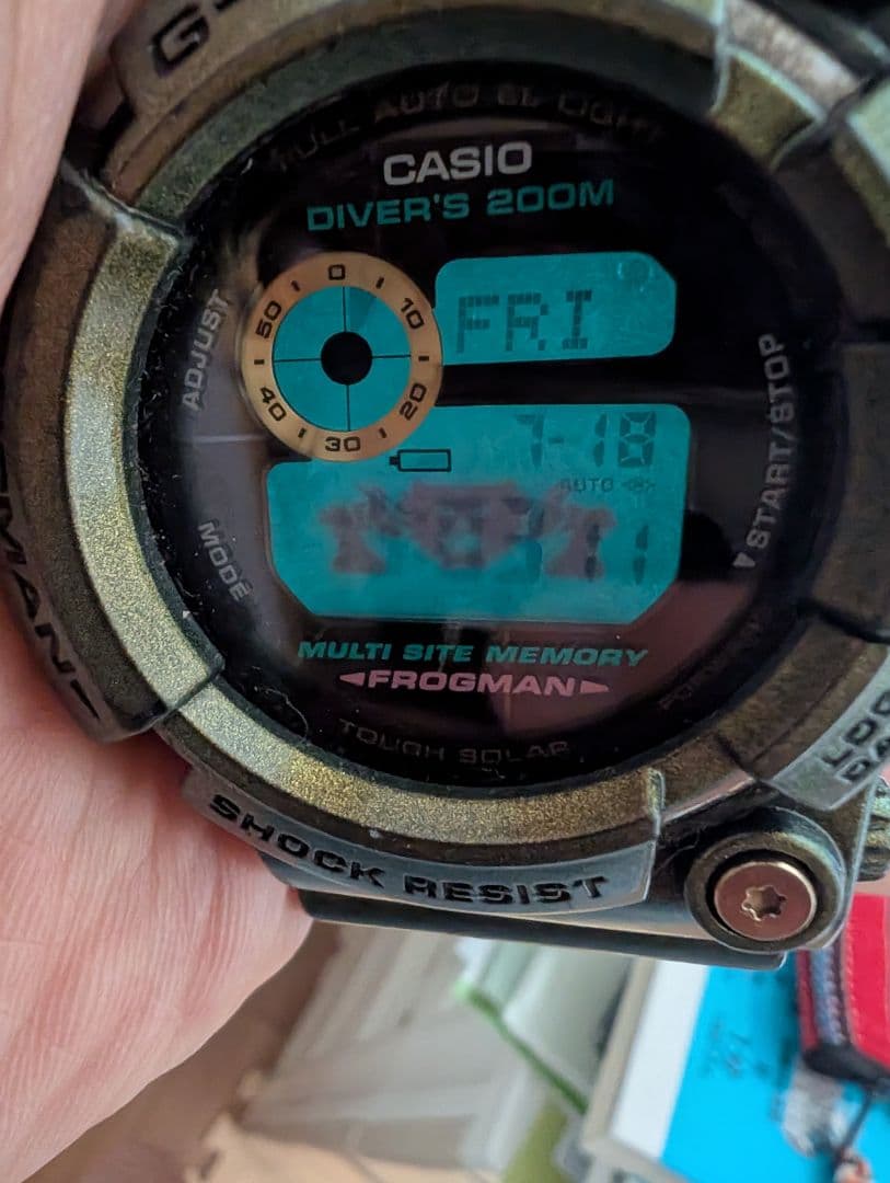 Casio G-Shock Frogman GW-200 Model Diver's Watch with Black and Green Colors — Japan Import