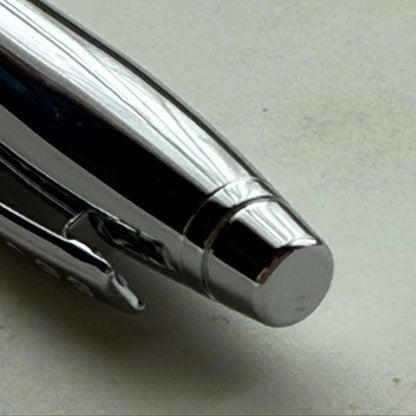 Cross metallic chrome plated ballpoint pen with twist mechanism and metal body