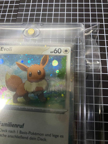 German Pokemon Evoli SVPDE promo holo card from Scarlet & Violet series, mint condition