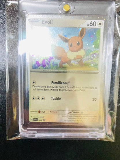German Pokemon Evoli SVPDE promo holo card from Scarlet & Violet series, mint condition