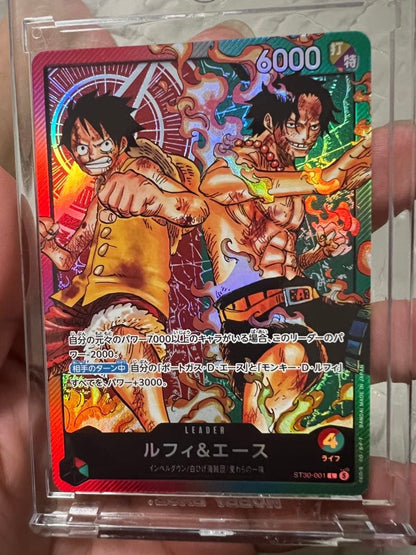 One Piece Luffy & Ace Leader Parallel trading card ST13-001 with fighting attribute and power 6000