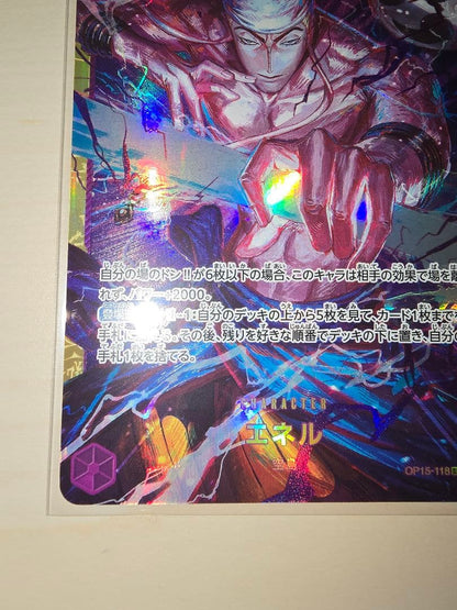 One Piece Energy Card Secret Rare in protective hard sleeve with minor signs of use