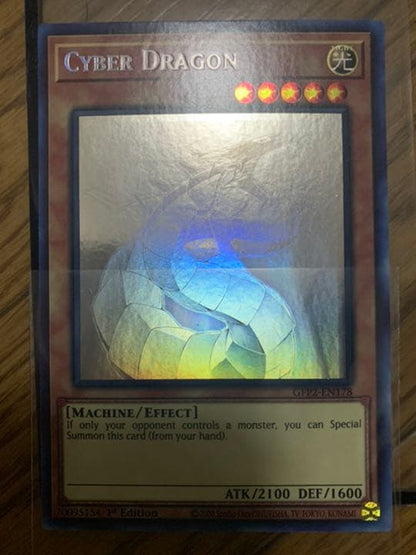 Cyber Dragon Ghost Rare card with large holographic misprint from Ghosts From the Past set