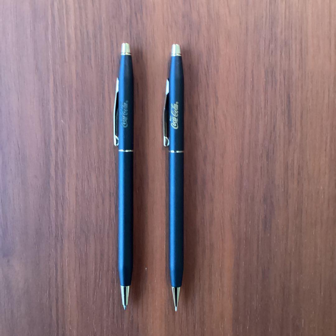 Coca-Cola Logo Pen Set by Cross - Black Body Office Stationery — Japan Import