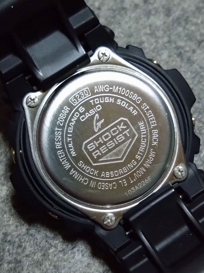 Casio G-Shock Tough Solar AWG-M100SBG-1AJF Black & Gold Series Watch — Japan Import