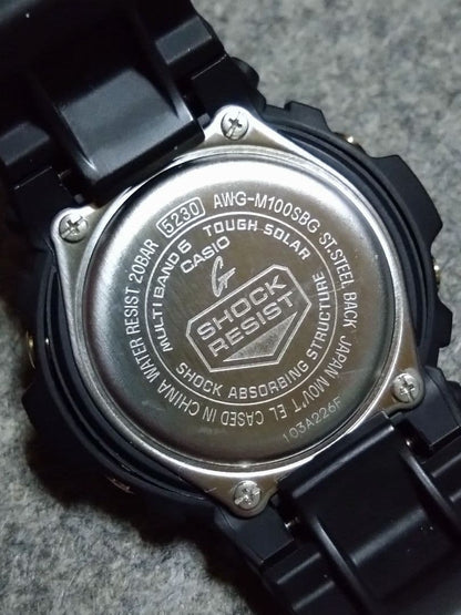 Casio G-Shock Tough Solar AWG-M100SBG-1AJF Black & Gold Series Watch — Japan Import