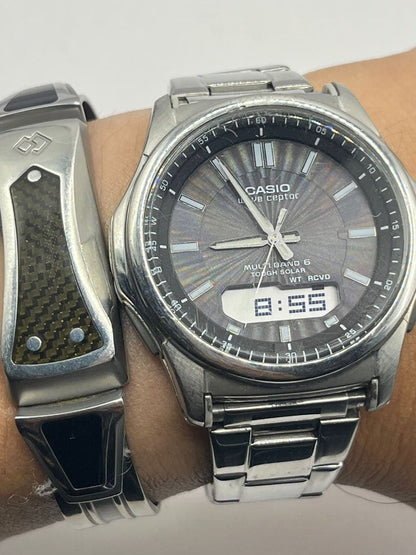 Casio Wave Ceptor Multi Band 6 Solar Watch with Digital and Analog Display — Japan Import