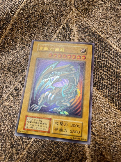Yugioh Blue-Eyes White Dragon First Edition trading card Japan import with minor scratches