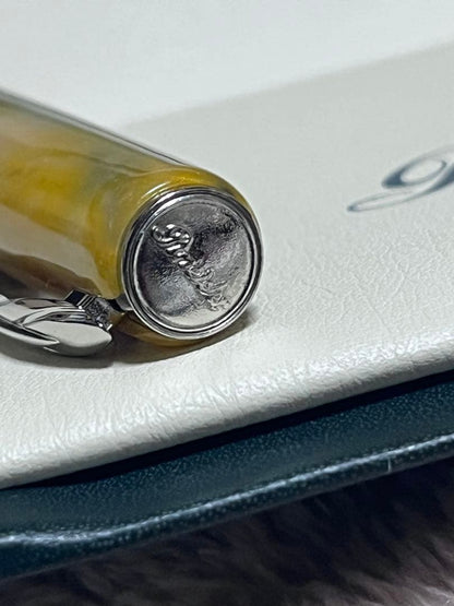 Pineider Grande Beletta Gemstone Tiger Yellow Ballpoint Pen — Japan Import