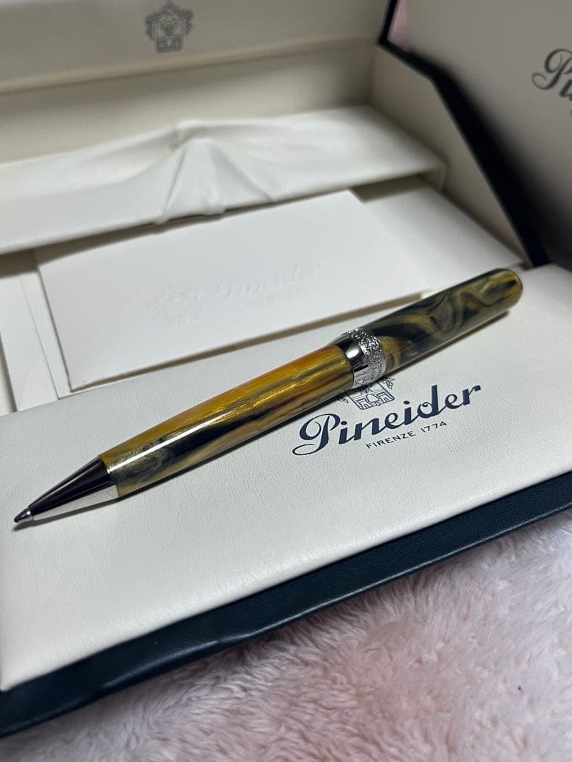 Pineider Grande Beletta Gemstone Tiger Yellow Ballpoint Pen — Japan Import
