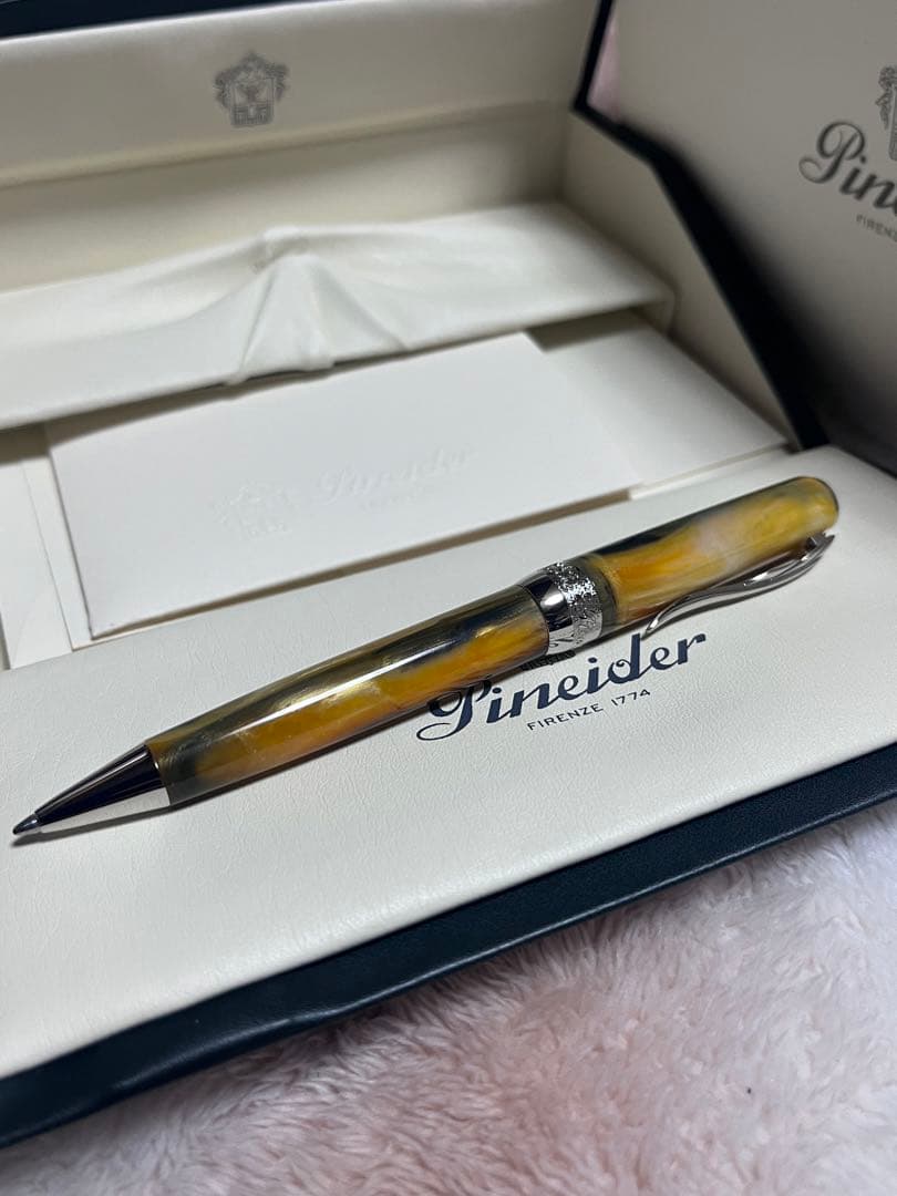 Pineider Grande Beletta Gemstone Tiger Yellow Ballpoint Pen — Japan Import
