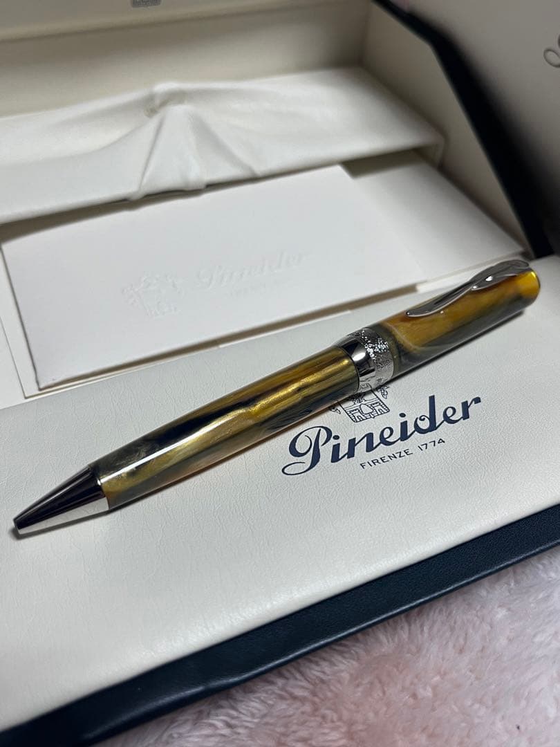 Pineider Grande Beletta Gemstone Tiger Yellow Ballpoint Pen — Japan Import
