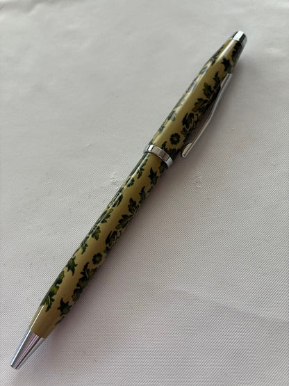 Cross Green Flower Pattern Ballpoint Pen with Box and Instructions — Japan Import