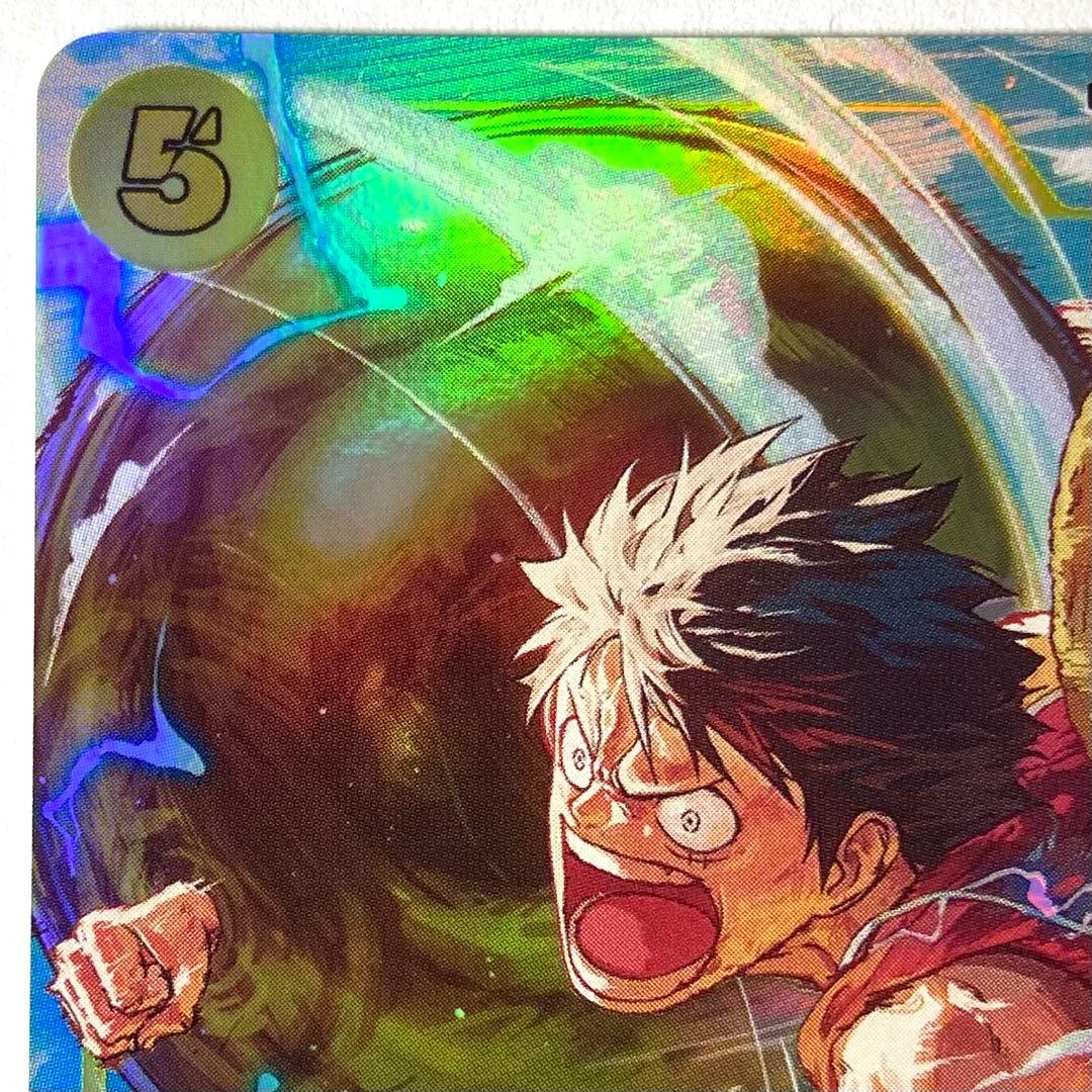 One Piece Monkey D. Luffy OP15-119 SEC Parallel trading card with minor scratches and wear