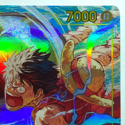 One Piece Monkey D. Luffy OP15-119 SEC Parallel trading card with minor scratches and wear