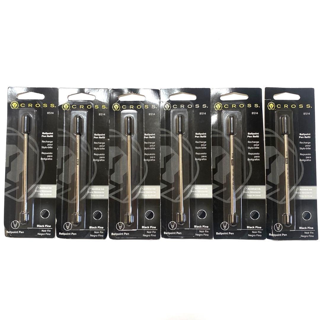 Pack of 6 new unopened Cross black ballpoint pen refills model 8514 Japan import