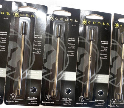 Pack of 6 new unopened Cross black ballpoint pen refills model 8514 Japan import