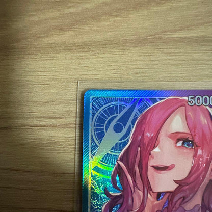 One Piece Card Game Vince Smoke Reiju Leader Parallel card from Two Great Powers pack in sleeve
