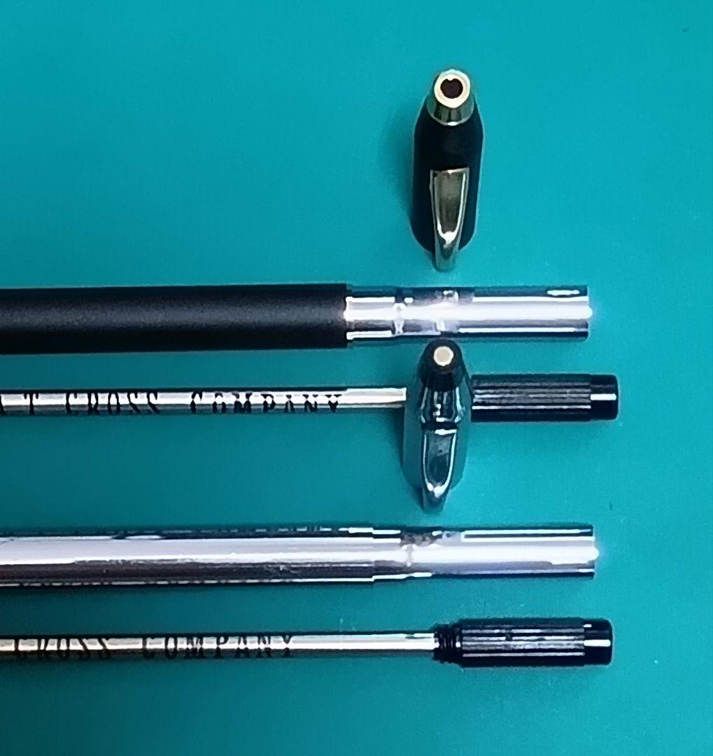 Set of two CROSS Classic Century vintage twist ballpoint pens in matte black and silver chrome colors