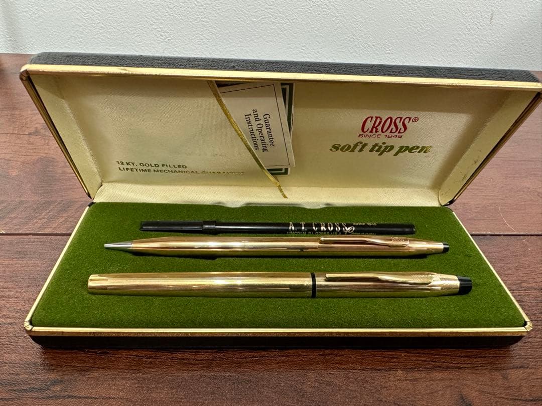 Cross 12K Gold Filled Soft Tip Pen & Mechanical Pencil Set — Japan Import