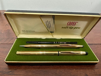 Cross 12K Gold Filled Soft Tip Pen & Mechanical Pencil Set — Japan Import
