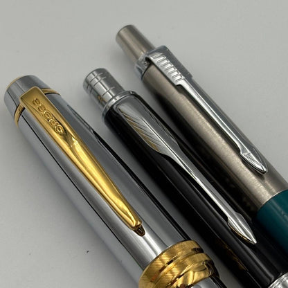 Parker Manulife Silver Blue Cross Ballpoint Pen Set Model 1121-S7515s