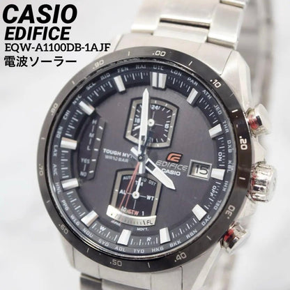 Casio Edifice Chronograph Radio Solar Watch Model EQW-A1100DB-1AJF with Black/Silver Finish — Japan Import