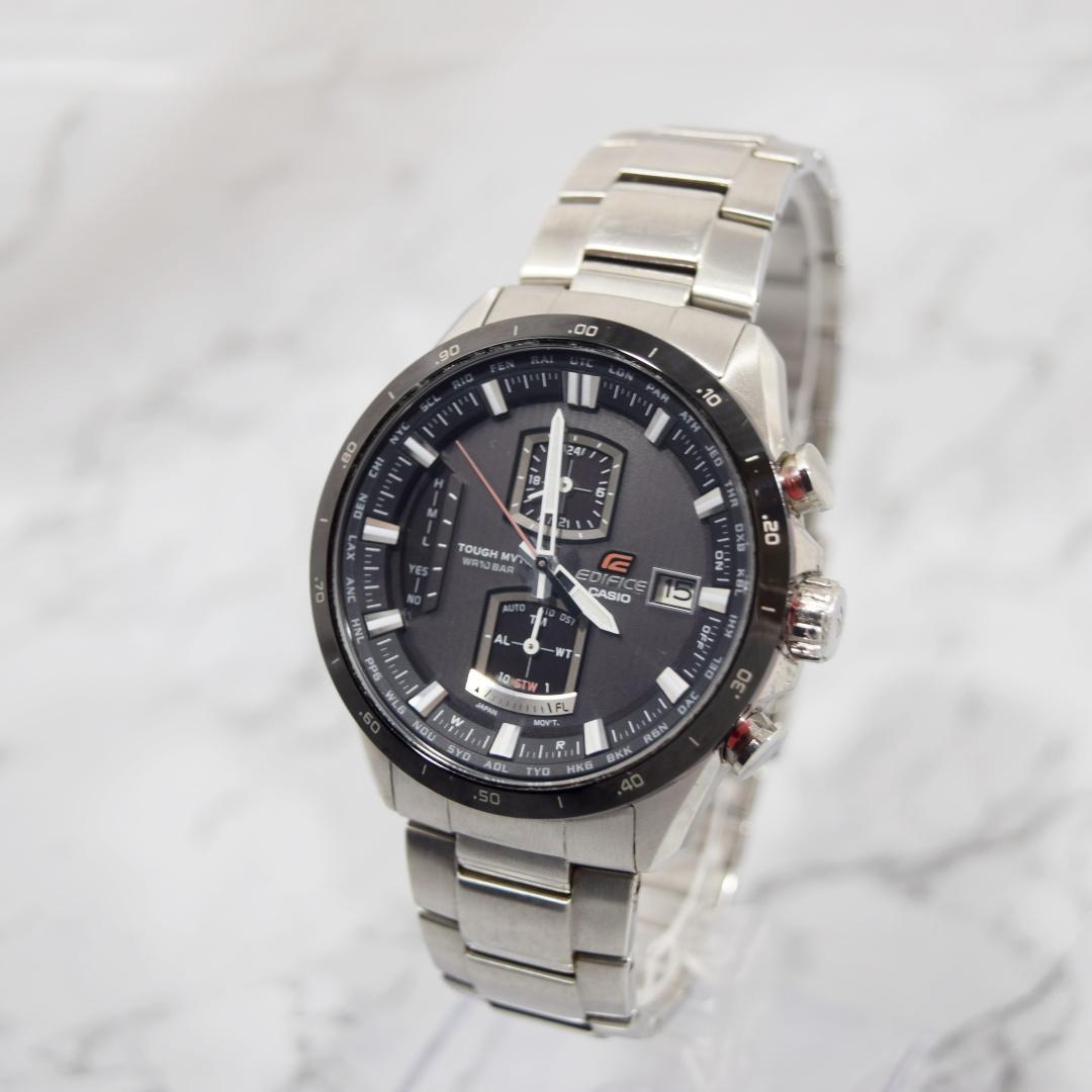 Casio Edifice Chronograph Radio Solar Watch Model EQW-A1100DB-1AJF with Black/Silver Finish — Japan Import