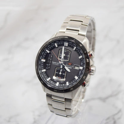 Casio Edifice Chronograph Radio Solar Watch Model EQW-A1100DB-1AJF with Black/Silver Finish — Japan Import