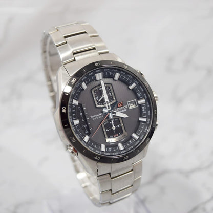Casio Edifice Chronograph Radio Solar Watch Model EQW-A1100DB-1AJF with Black/Silver Finish — Japan Import