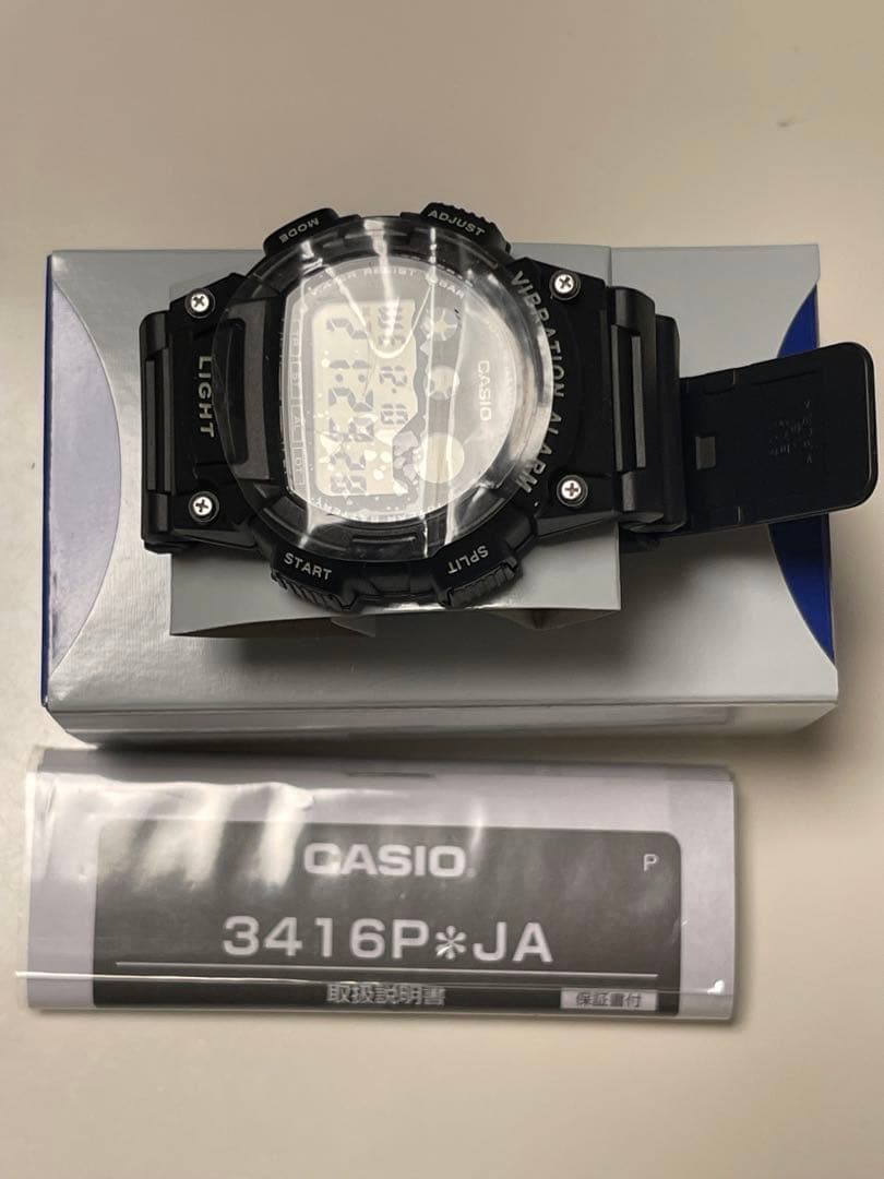 Casio Digital Watch Model 3416 with Vibration Alarm and LED Light in Black — Japan Import