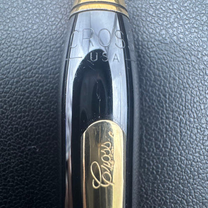 Cross black and gold ballpoint pen body made in the USA with elegant contrast design