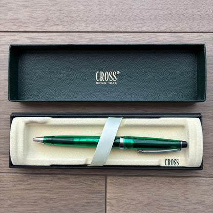 Cross Solo Translucent Ballpoint Pen - Emerald Green Transparent Resin — Japan Import