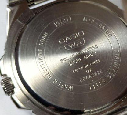 Casio RS100 Solar Watch with Navy Dial and Yellow Arrow Hands